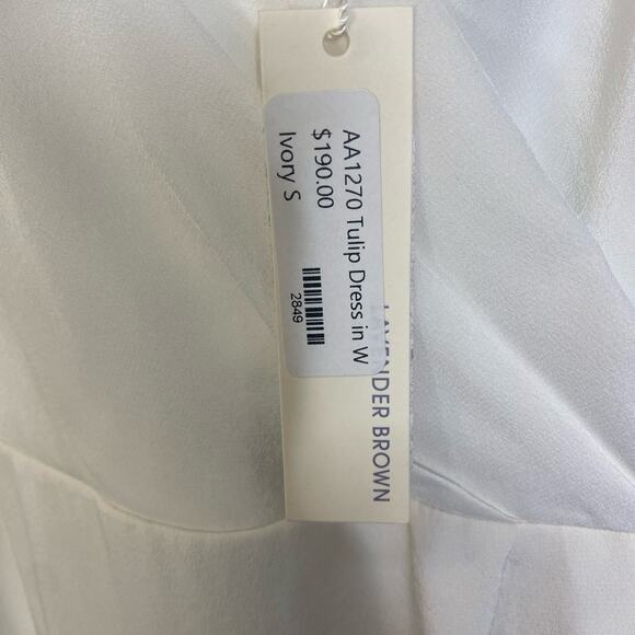 NWT Lavender Brown White Silk Tulip Mini Dress Women's Small - Picture 5 of 9